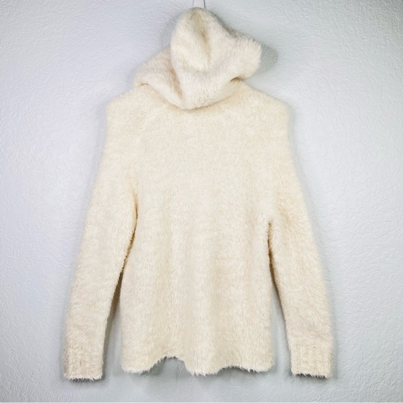 NWT James Perse Crème Fuzzy Wool Blend Sherpa Hooded Hoodie Sweater - Picture 15 of 16
